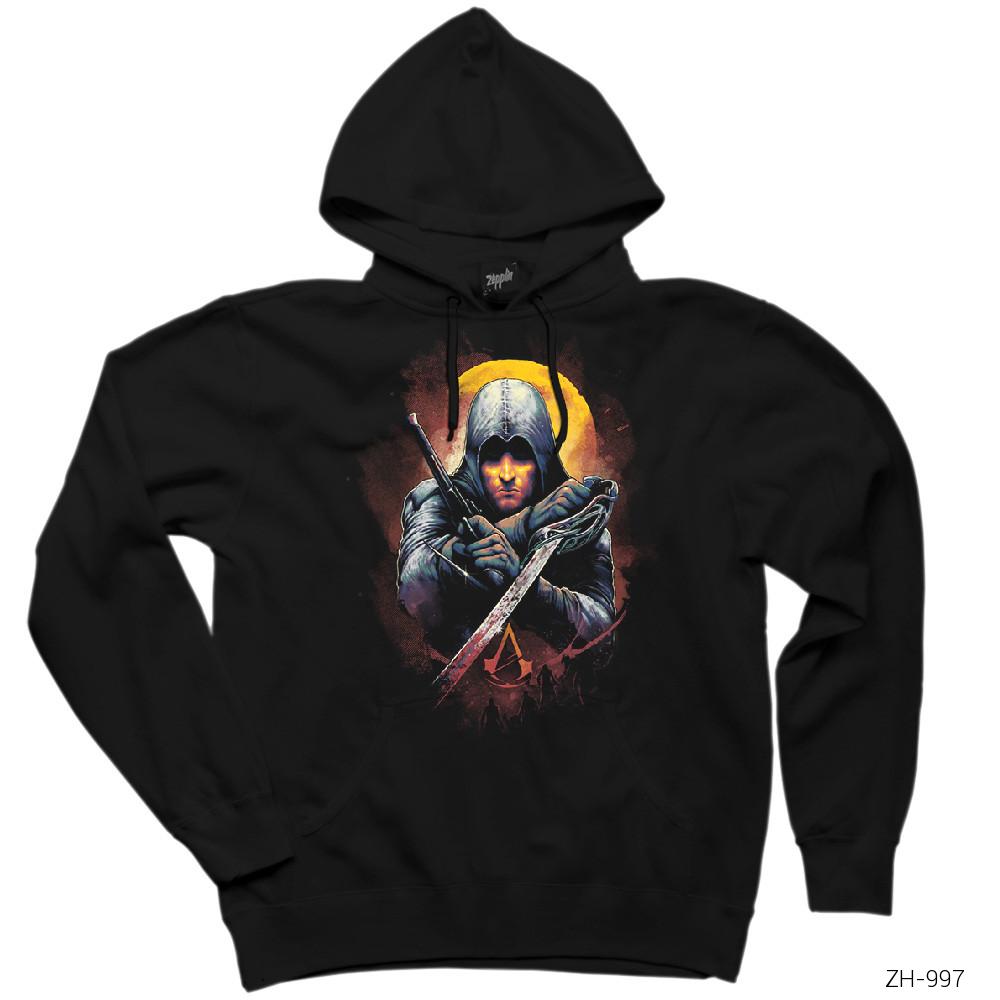 Assassins Creed Ninja Siyah Kapşonlu Sweatshirt Hoodie