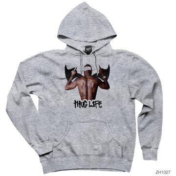 Tupac Shakur Thug Life 2 Gri Kapşonlu Sweatshirt Hoodie