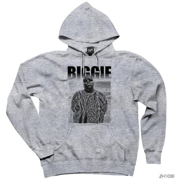 Biggie in the City Gri Kapşonlu Sweatshirt Hoodie