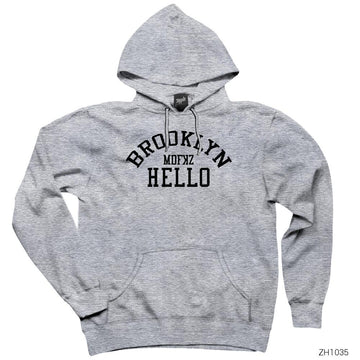 Brooklyn Hello Gri Kapşonlu Sweatshirt Hoodie