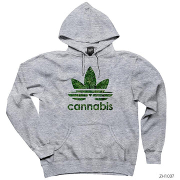 Cannabis Gri Kapşonlu Sweatshirt Hoodie