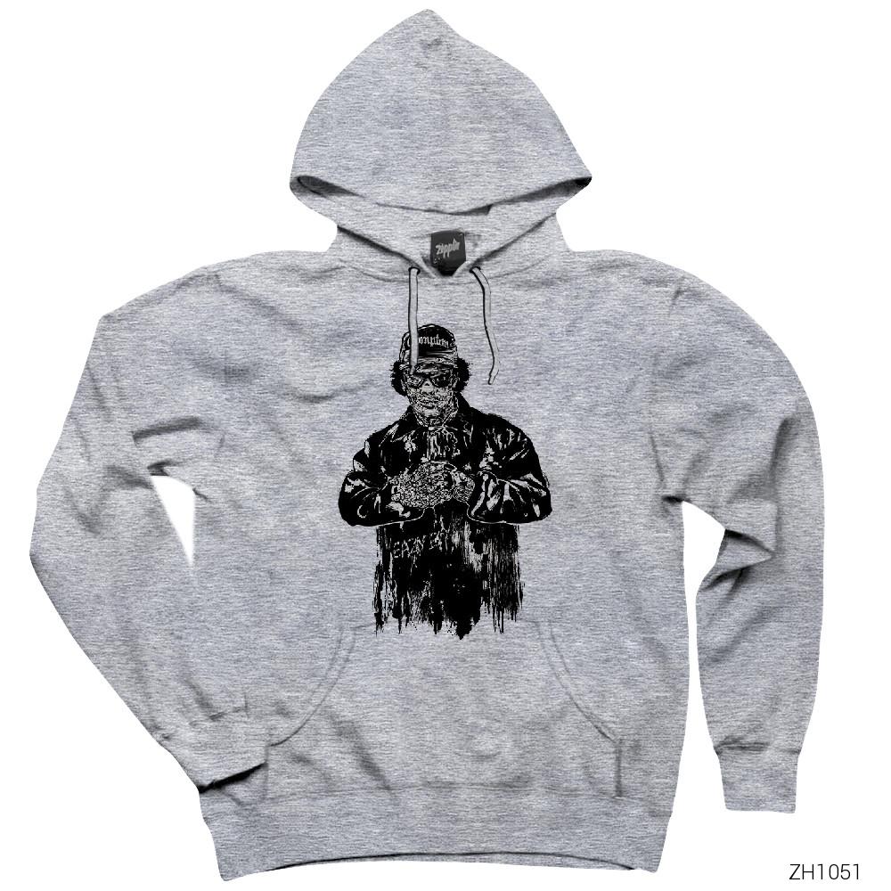 Eazy Zombie Gri Kapşonlu Sweatshirt Hoodie