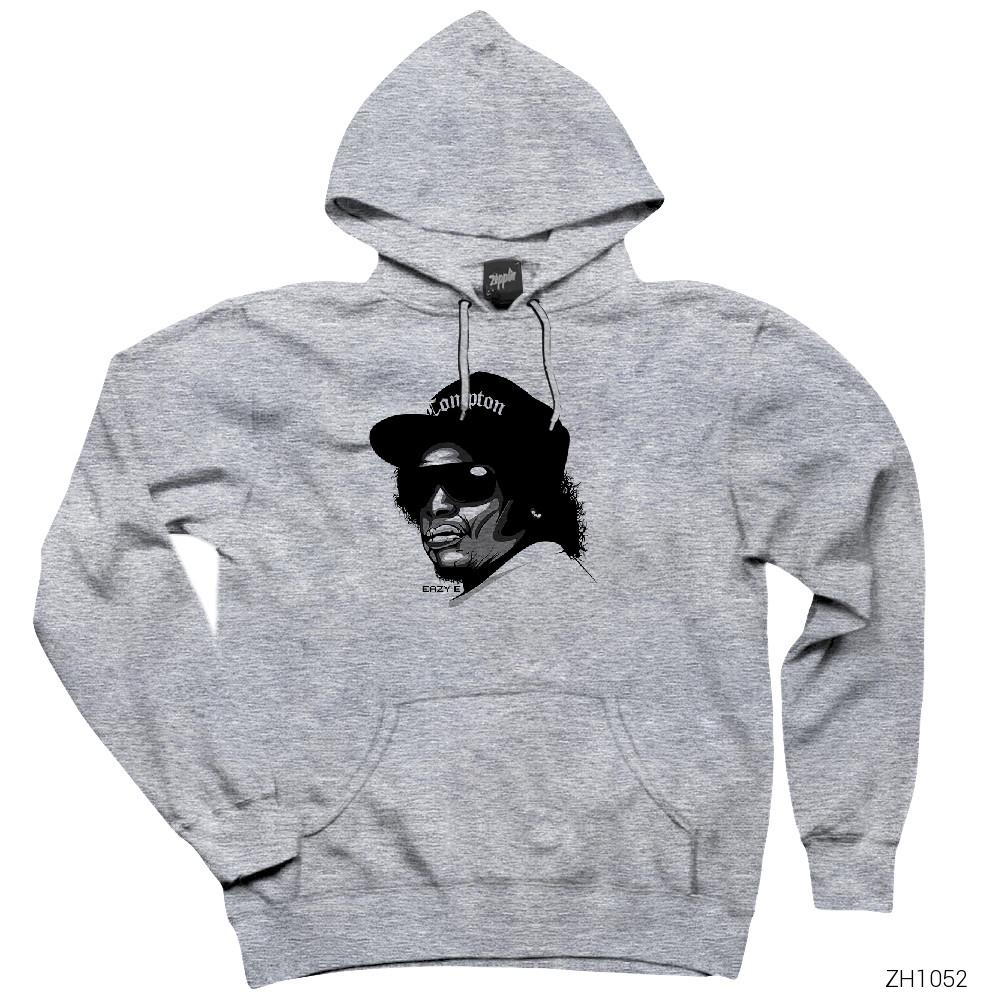 Eazy-E-Solid Gri Kapşonlu Sweatshirt Hoodie