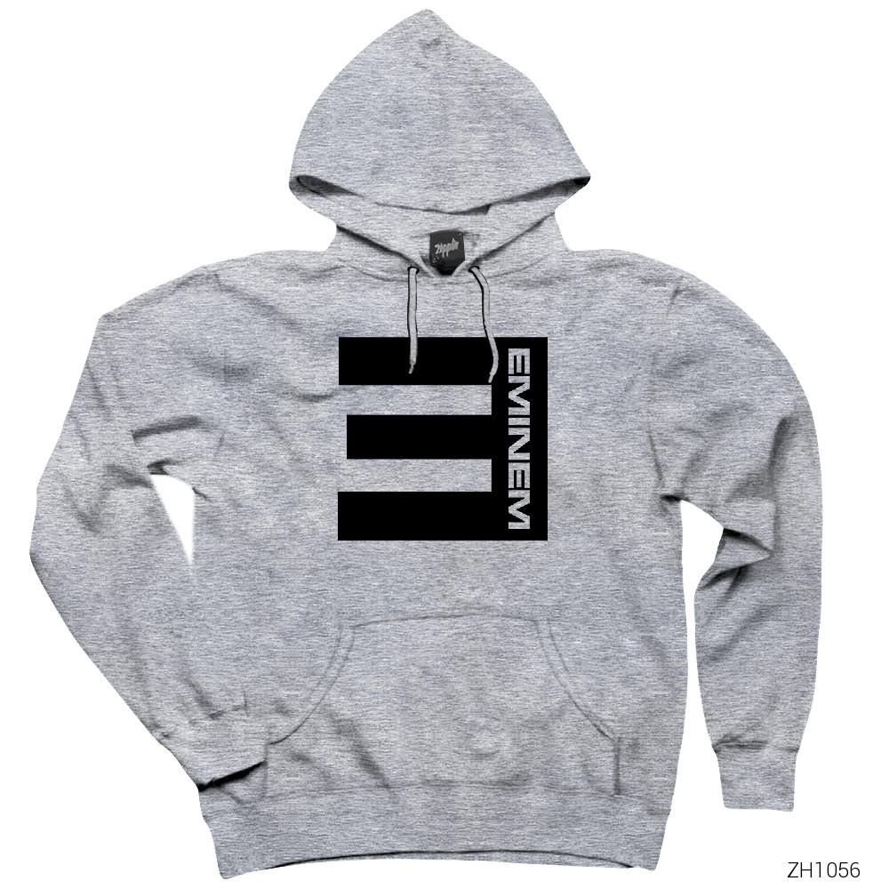 Eminem E Gri Kapşonlu Sweatshirt Hoodie