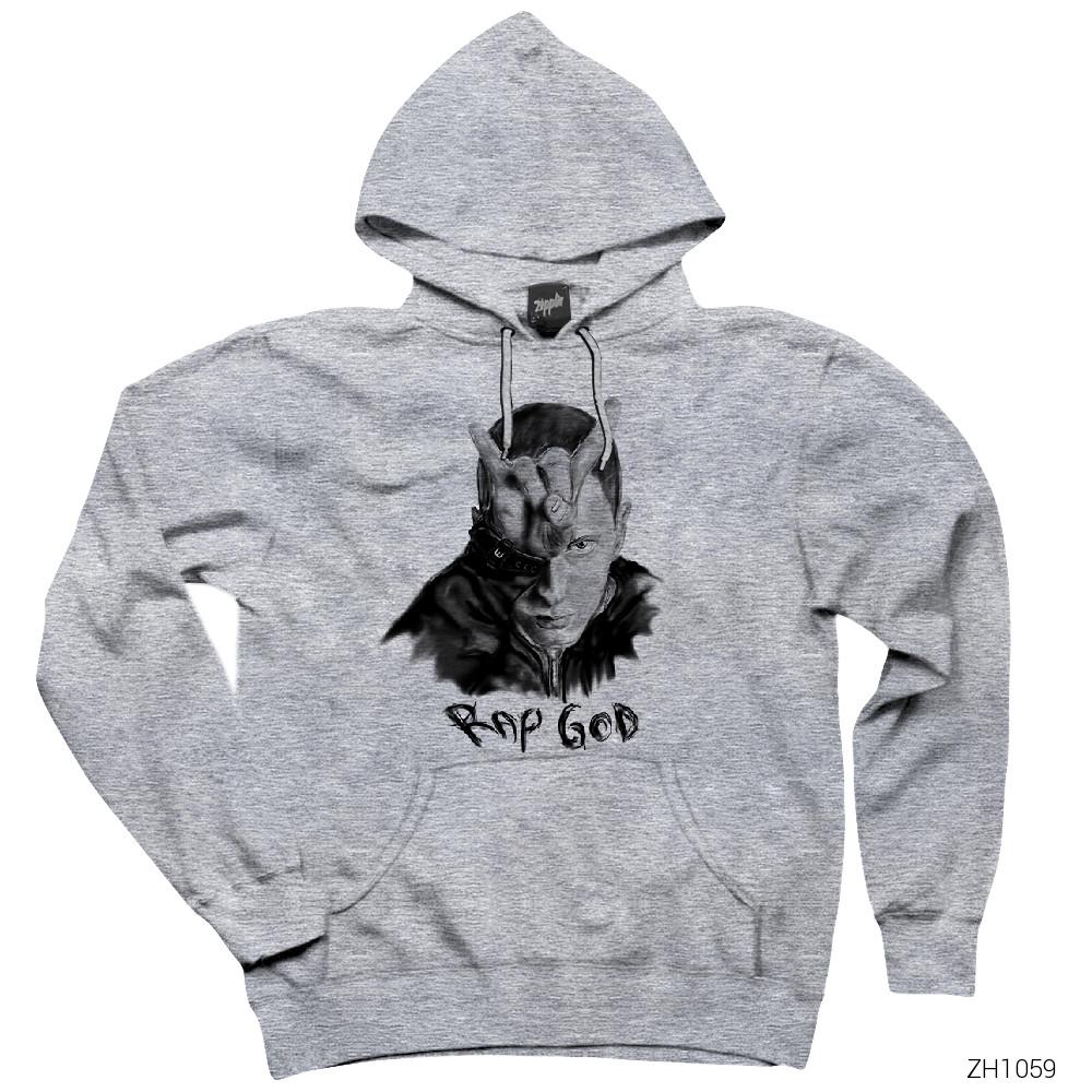 Eminem Rap 2 Gri Kapşonlu Sweatshirt Hoodie