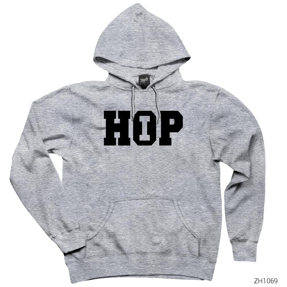 Hip Hop Gri Kapşonlu Sweatshirt Hoodie