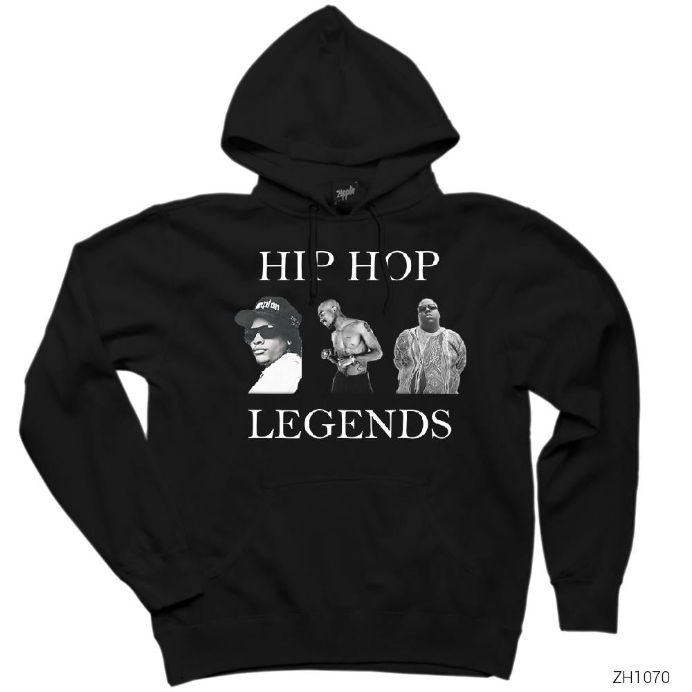 Hip Hop Legends Tupac Shakur Biggie Eazy Siyah Kapşonlu Sweatshirt Hoodie