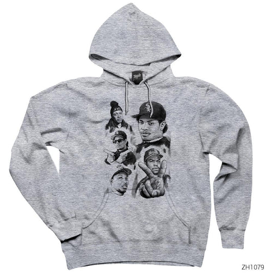 N.W.A. Group Eazy E Ice Cube Gri Kapşonlu Sweatshirt Hoodie