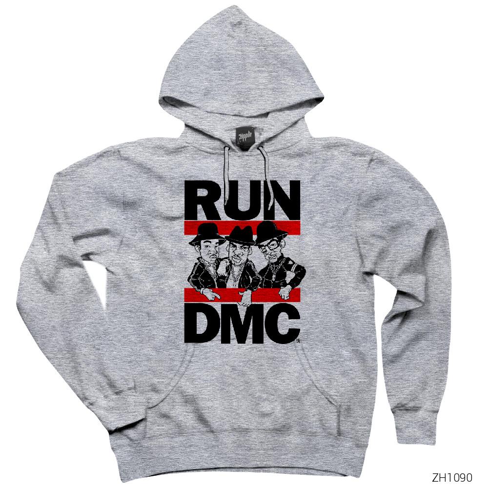 Run Dmc Group Gri Kapşonlu Sweatshirt Hoodie
