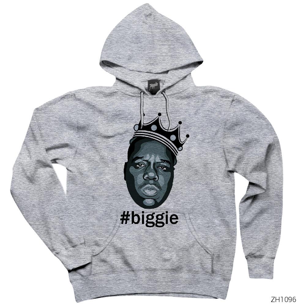 The Notorious Biggie Solid Gri Kapşonlu Sweatshirt Hoodie