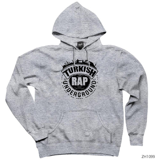 Türkçe Rap Gri Kapşonlu Sweatshirt Hoodie