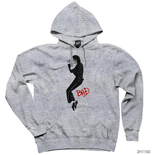 Micheal Jackson Bad Gri Kapşonlu Sweatshirt Hoodie
