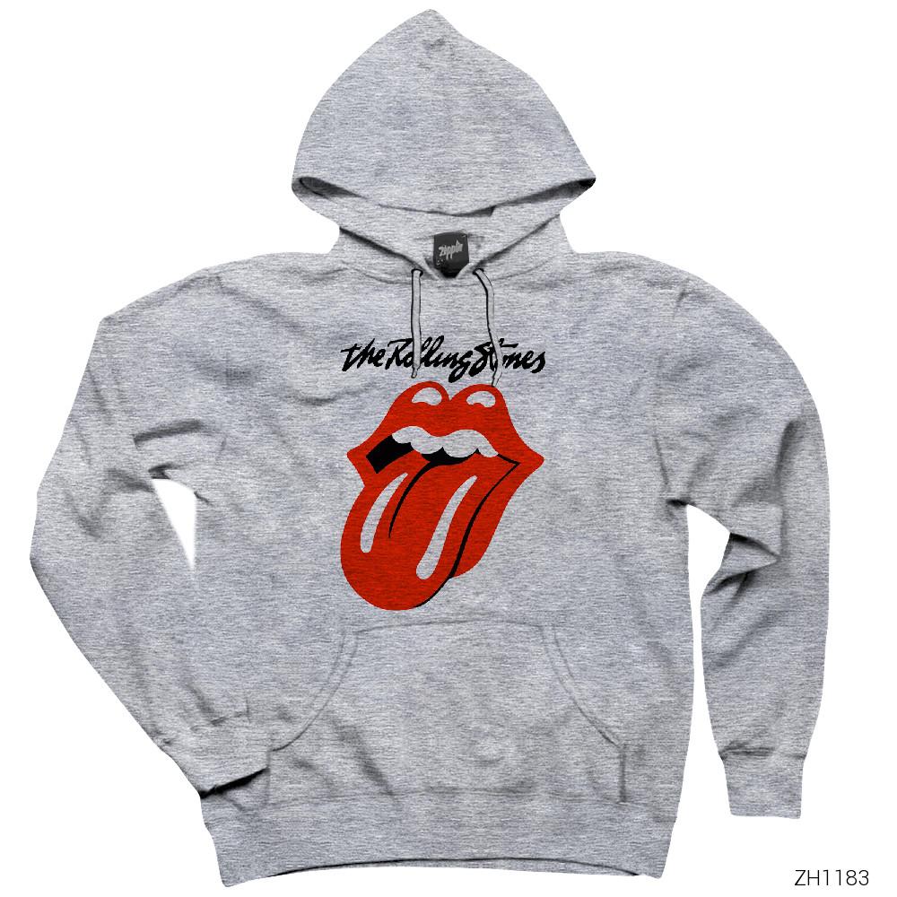 Rolling Stones Gri Kapşonlu Sweatshirt Hoodie