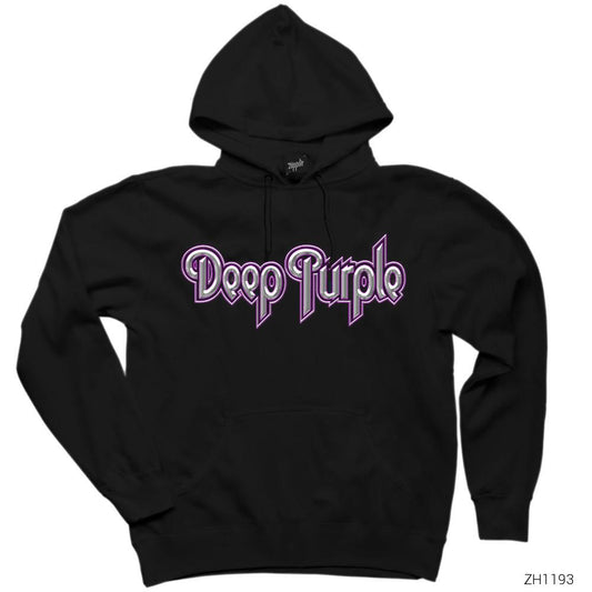 Deep Purple Siyah Kapşonlu Sweatshirt Hoodie