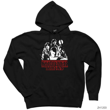 Stranger Things Casts Siyah Kapşonlu Sweatshirt Hoodie