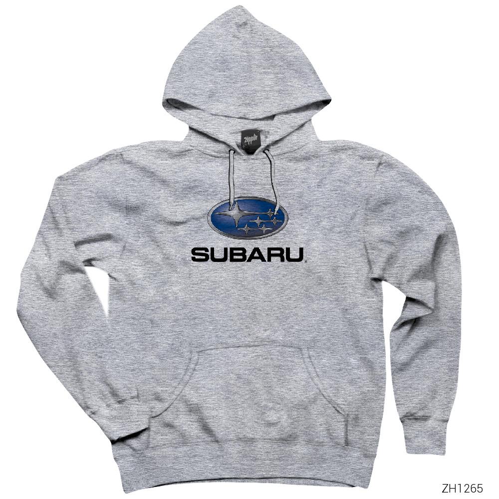 Subaru Logo Gri Kapşonlu Sweatshirt Hoodie