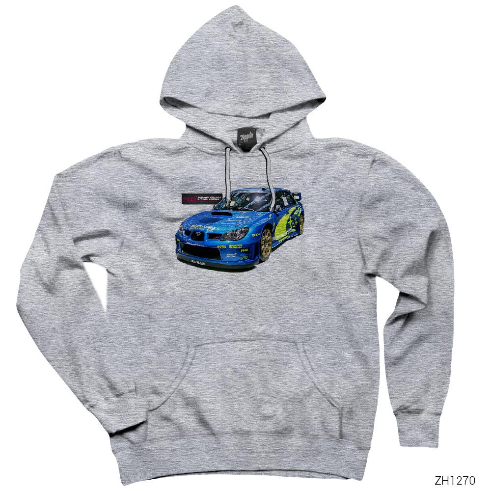 Subaru Imprezza World Rally Car Gri Kapşonlu Sweatshirt Hoodie
