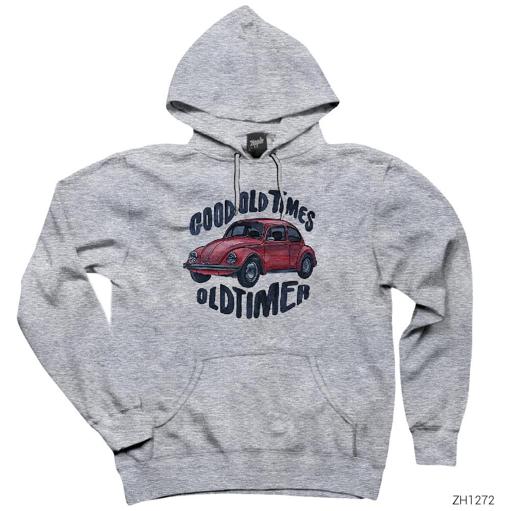 Volkswagen Good Old Times Gri Kapşonlu Sweatshirt Hoodie
