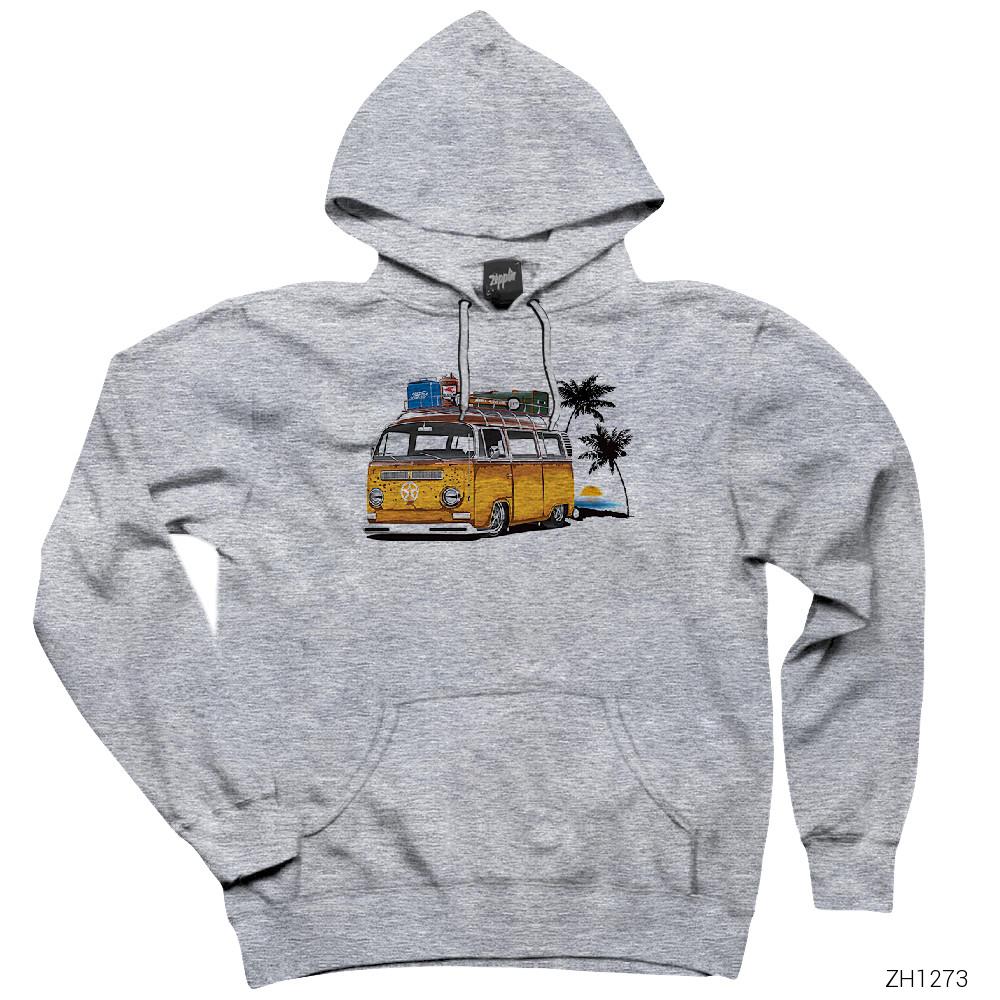 Volkswagen Karavan Gri Kapşonlu Sweatshirt Hoodie