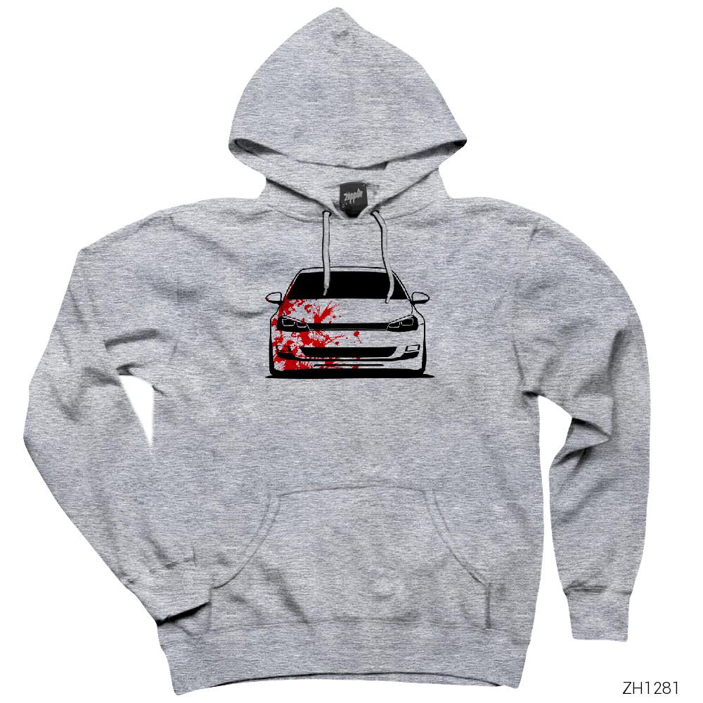 Volkswagen Golf Blood Gri Kapşonlu Sweatshirt Hoodie