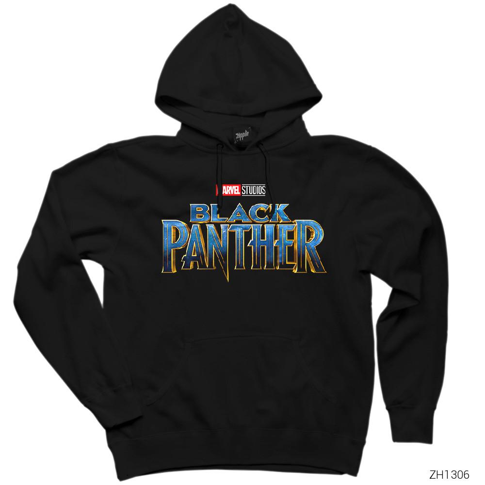 Black Panther Original Logo Siyah Kapşonlu Sweatshirt Hoodie