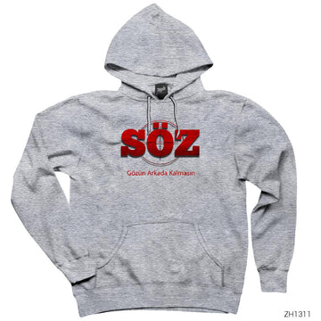 Söz Dizisi Logo Gri Kapşonlu Sweatshirt Hoodie