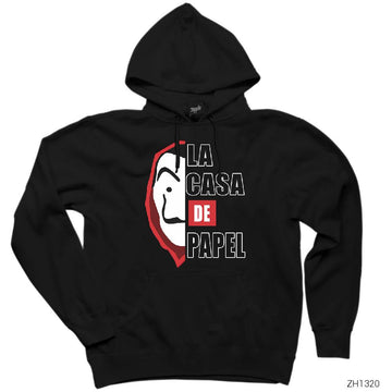 La Casa De Papel Half Face Siyah Kapşonlu Sweatshirt Hoodie