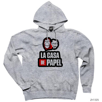 La Casa De Papel With El Professor Gri Kapşonlu Sweatshirt Hoodie