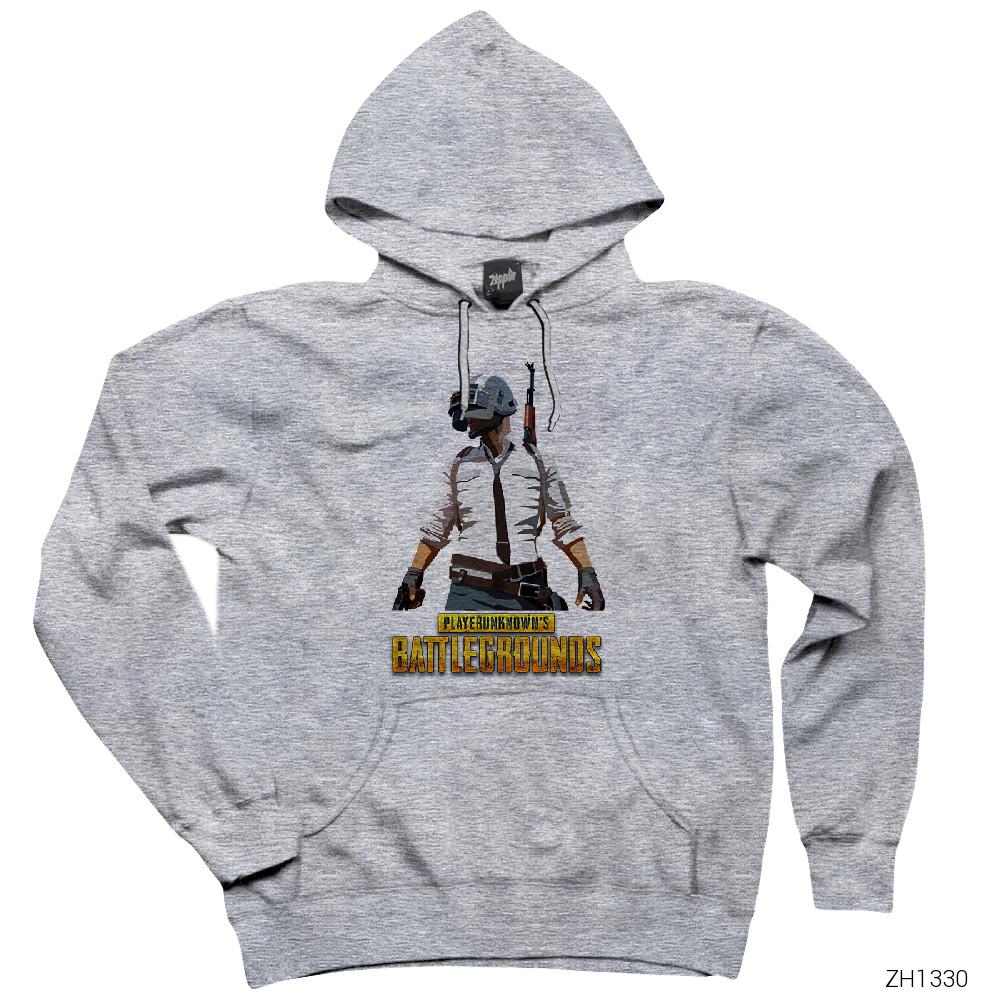PUBG Main Gri Kapşonlu Sweatshirt Hoodie