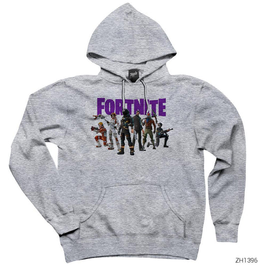 Fortnite Team 1 Gri Kapşonlu Sweatshirt Hoodie