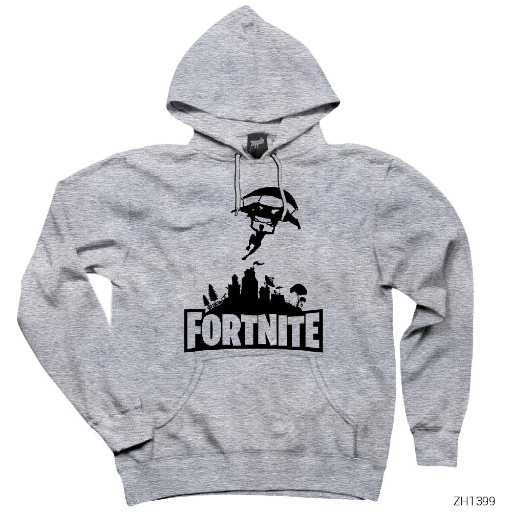 Fortnite Starting Gri Kapşonlu Sweatshirt Hoodie