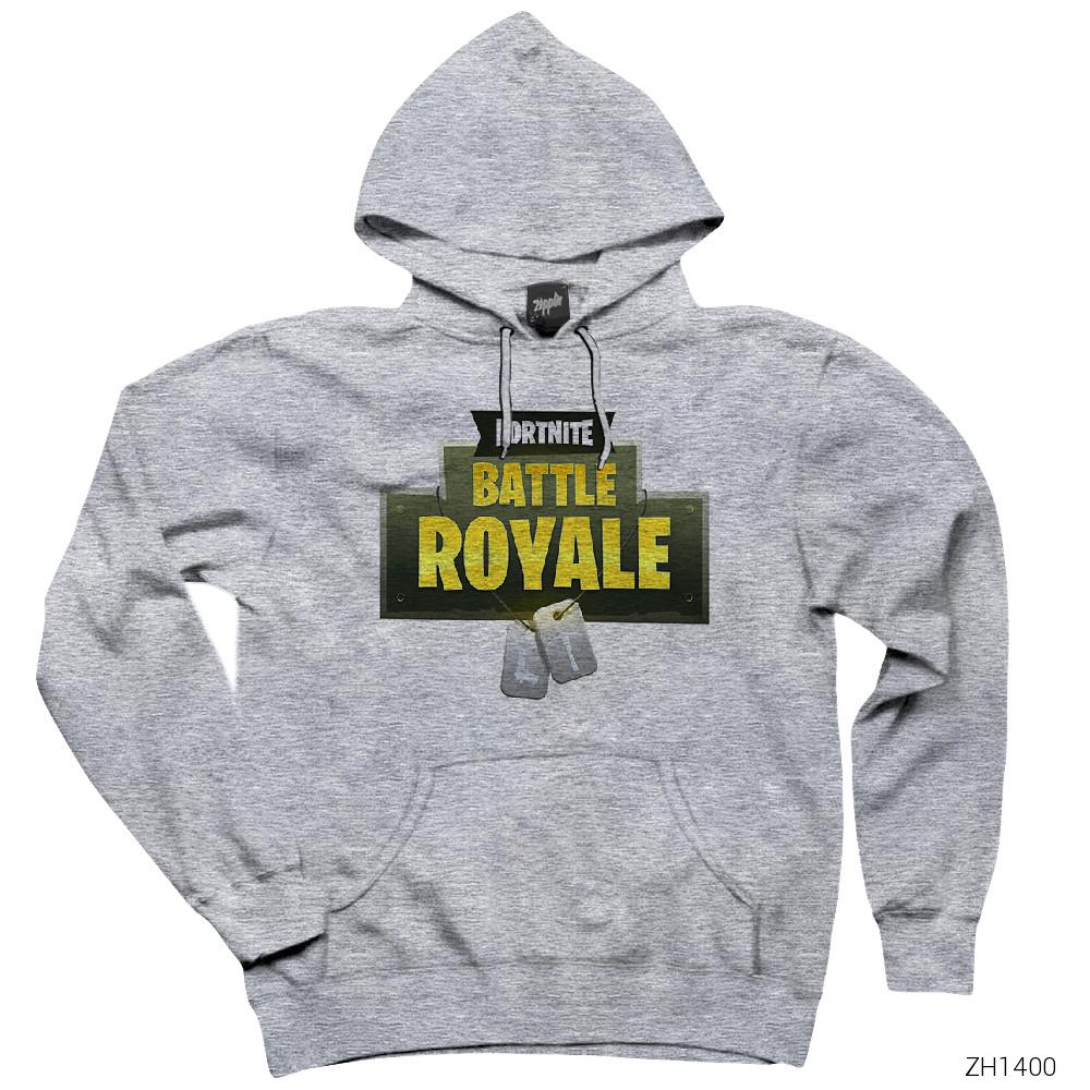 Fortnite Battle Royale Gri Kapşonlu Sweatshirt Hoodie