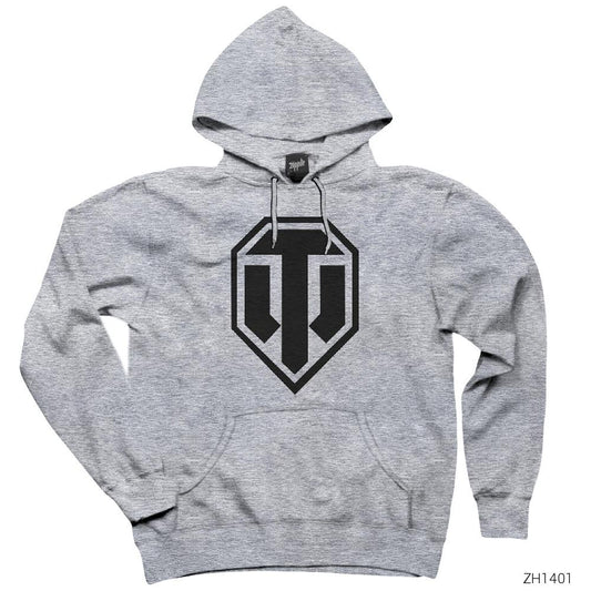 World of Tanks Logo Gri Kapşonlu Sweatshirt Hoodie