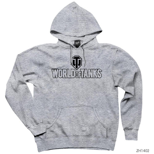 World of Tanks Logo 2 Gri Kapşonlu Sweatshirt Hoodie