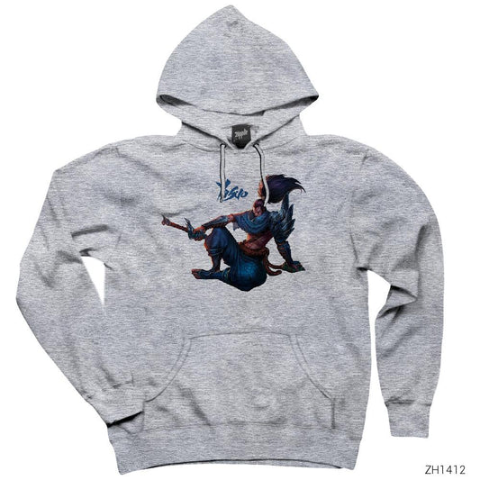 League of Legends Yasuo Gri Kapşonlu Sweatshirt Hoodie