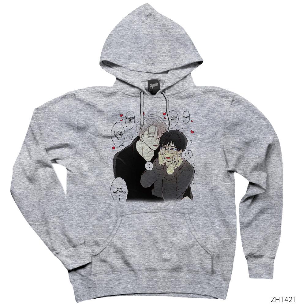 Yuri on Ice Viktor Gri Kapşonlu Sweatshirt Hoodie