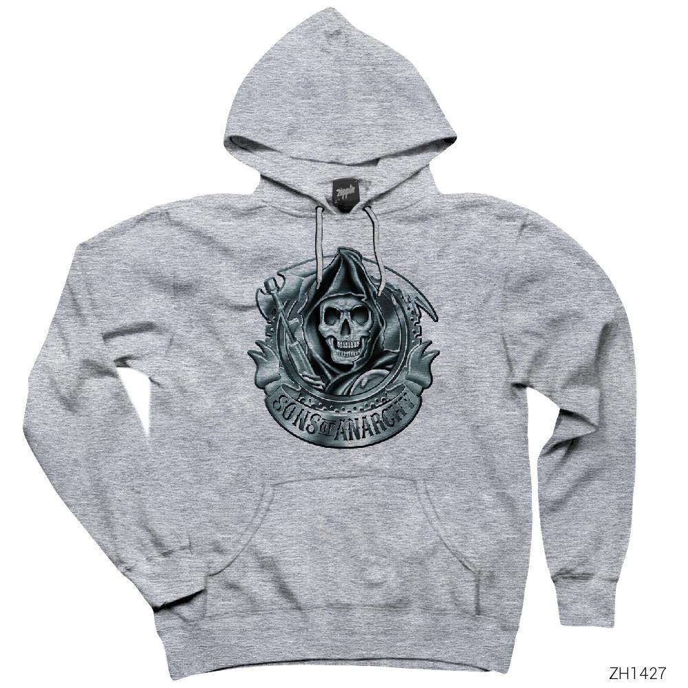 Sons of Anarchy Rock Gri Kapşonlu Sweatshirt Hoodie