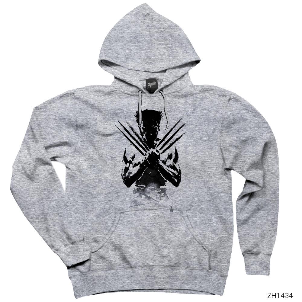 Wolverine 2 Gri Kapşonlu Sweatshirt Hoodie