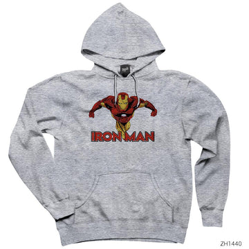 Avengers Infinity War Iron Man Fly Gri Kapşonlu Sweatshirt Hoodie