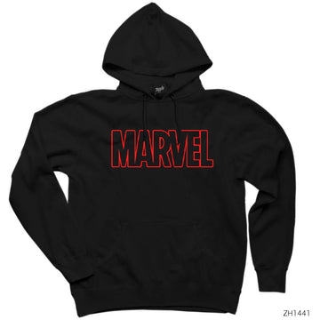 Avengers Infinity War Marvel Outline Logo Siyah Kapşonlu Sweatshirt Hoodie