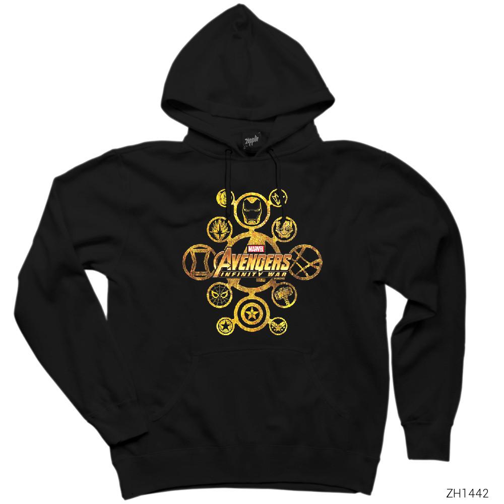 Avengers Infinity War Connected Hero Siyah Kapşonlu Sweatshirt Hoodie