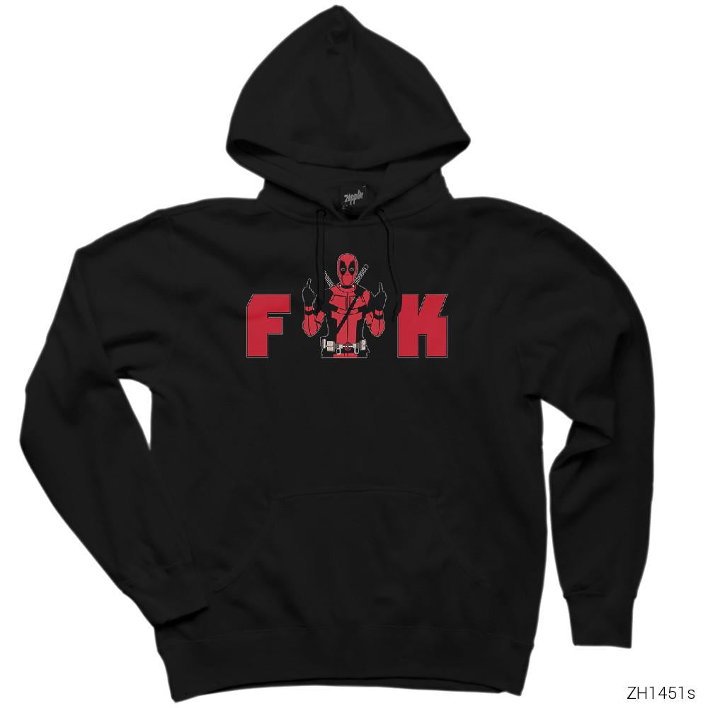 Deadpool Fuk Siyah Kapşonlu Sweatshirt Hoodie