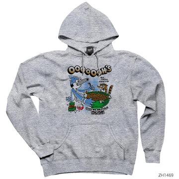 Regular Show Cereal Gri Kapşonlu Sweatshirt Hoodie