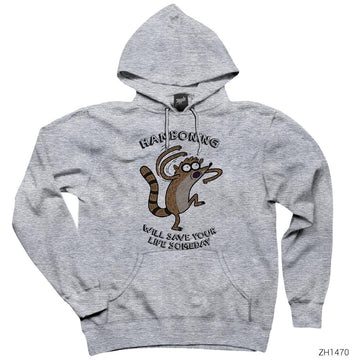 Regular Show Hamboning Gri Kapşonlu Sweatshirt Hoodie