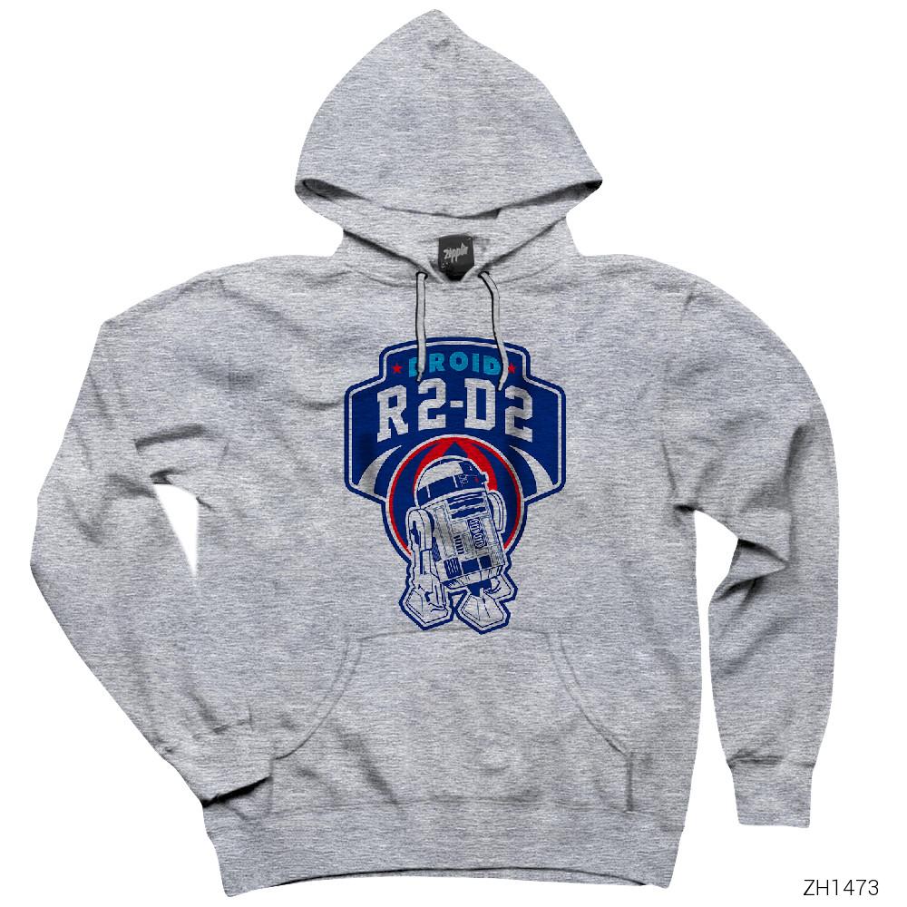 Star Wars Droid R2D2 Gri Kapşonlu Sweatshirt Hoodie