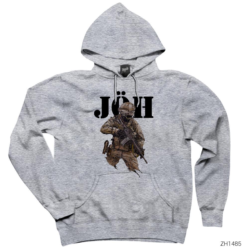 JÖH Gri Kapşonlu Sweatshirt Hoodie