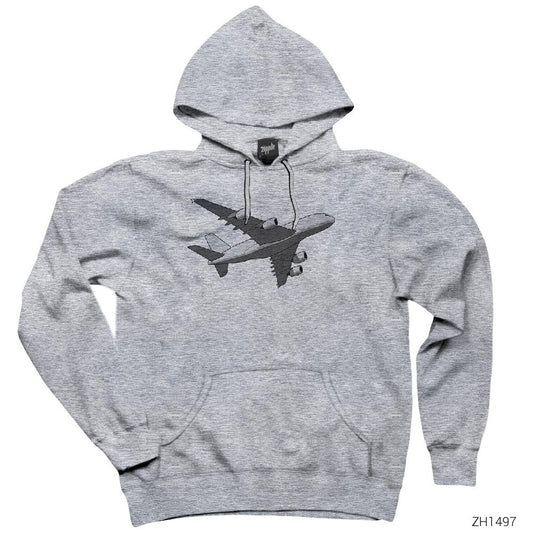 Airbus Gri Kapşonlu Sweatshirt Hoodie