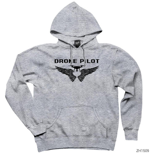 Drone Pilot 3 Gri Kapşonlu Sweatshirt Hoodie