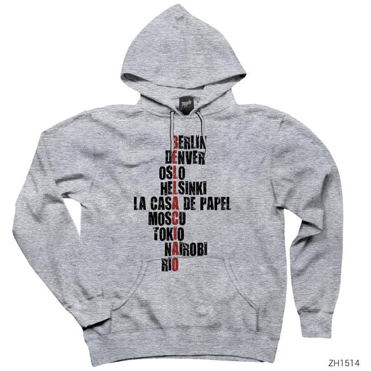 La Casa De Papel Bella Ciao Gri Kapşonlu Sweatshirt Hoodie