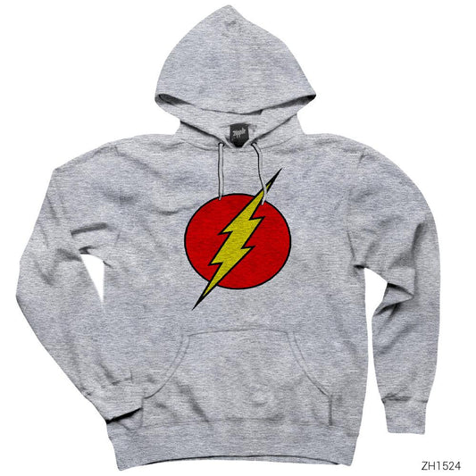 Flash Logo Gri Kapşonlu Sweatshirt Hoodie